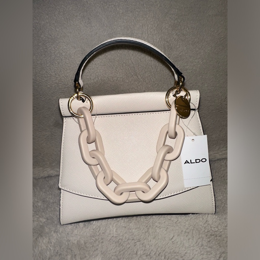 ALDO ERERRABAENN Beige Cream Crossbody bag with Top Handle & Acrylic Link Chain - Picture 2 of 12